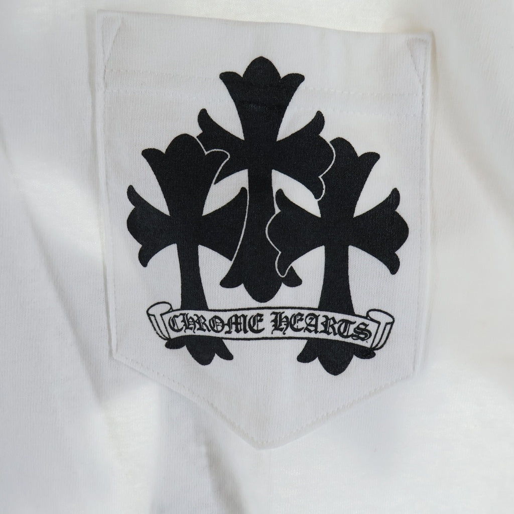 CHROME HEARTS(クロムハーツ) CH Plus Pattern Triple Cross S/S Tee CHプラスパターン トリプルクロスプリント クルーネック半袖Tシャツ ショートスリーブカットソー ホワイト