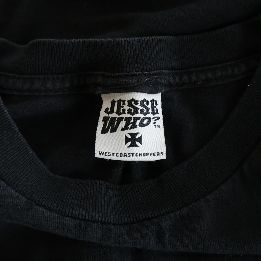 VINTAGE(ヴィンテージ) 00s WEST COAST CHOPPERS ウエストコーストチョッパーズ アイアンクロス 袖プリント 長袖 クルーネック カットソー ブラック