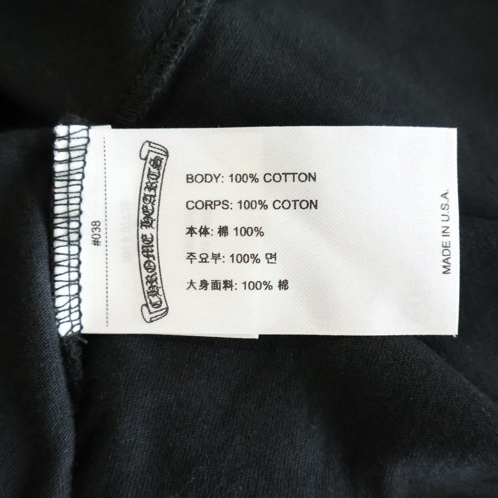 CHROME HEARTS(クロムハーツ) 袖フローラルクロス ホースシュー プリント クルーネック 長袖Tシャツ ブラック/ライトグリーン