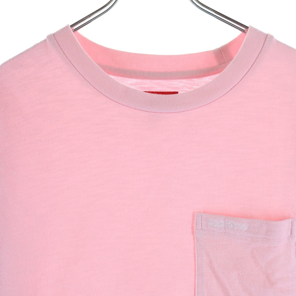 SUPREME(シュプリーム) 25SS Classic Logo S/S Pocket Tee ポケットロゴ刺繍 クルーネック 半袖Tシャツ ピンク