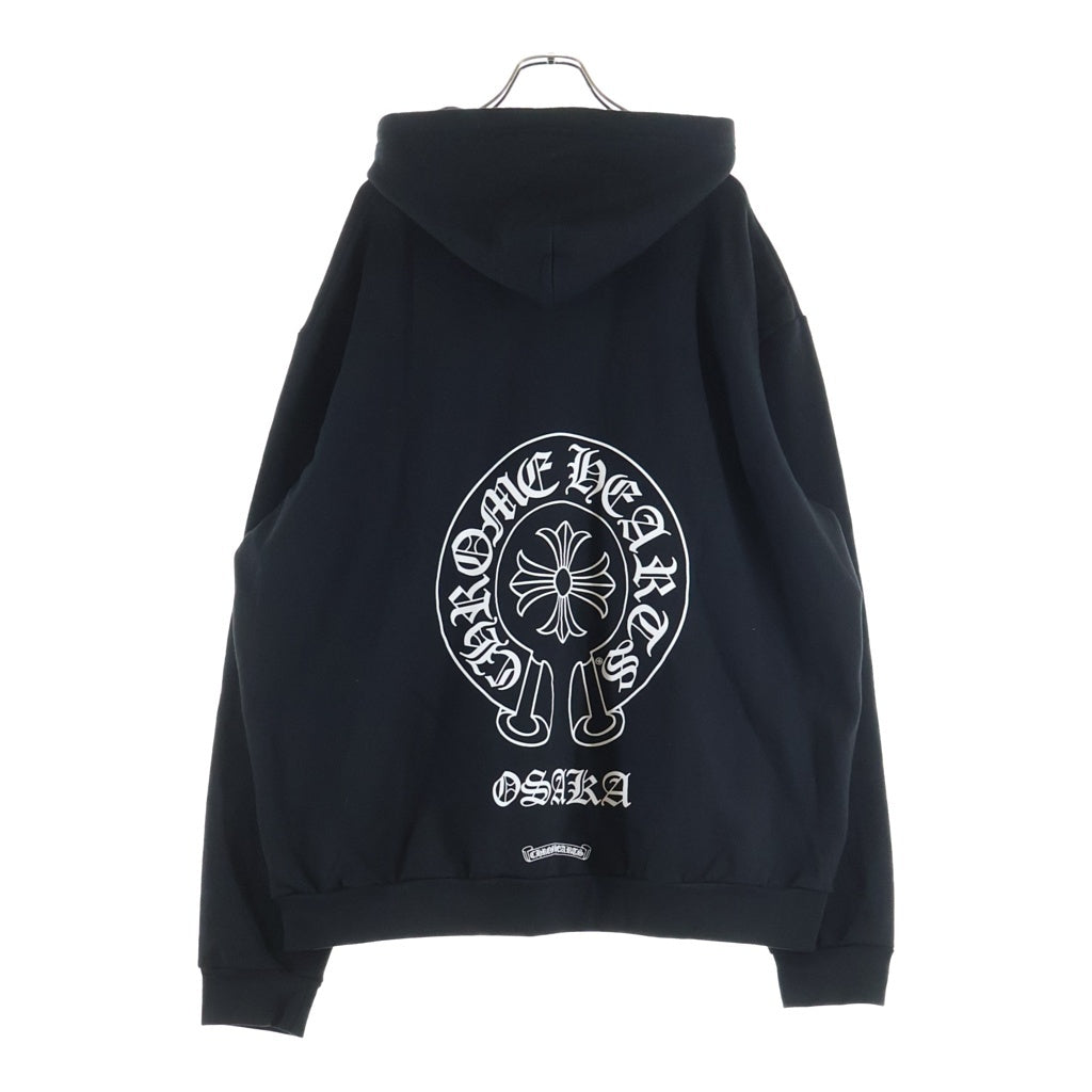 CHROME HEARTS(クロムハーツ) OSAKA Horseshoe Hoodie 大阪限定 ホースシューフーディ 袖プリント プルオーバー パーカー ブラック