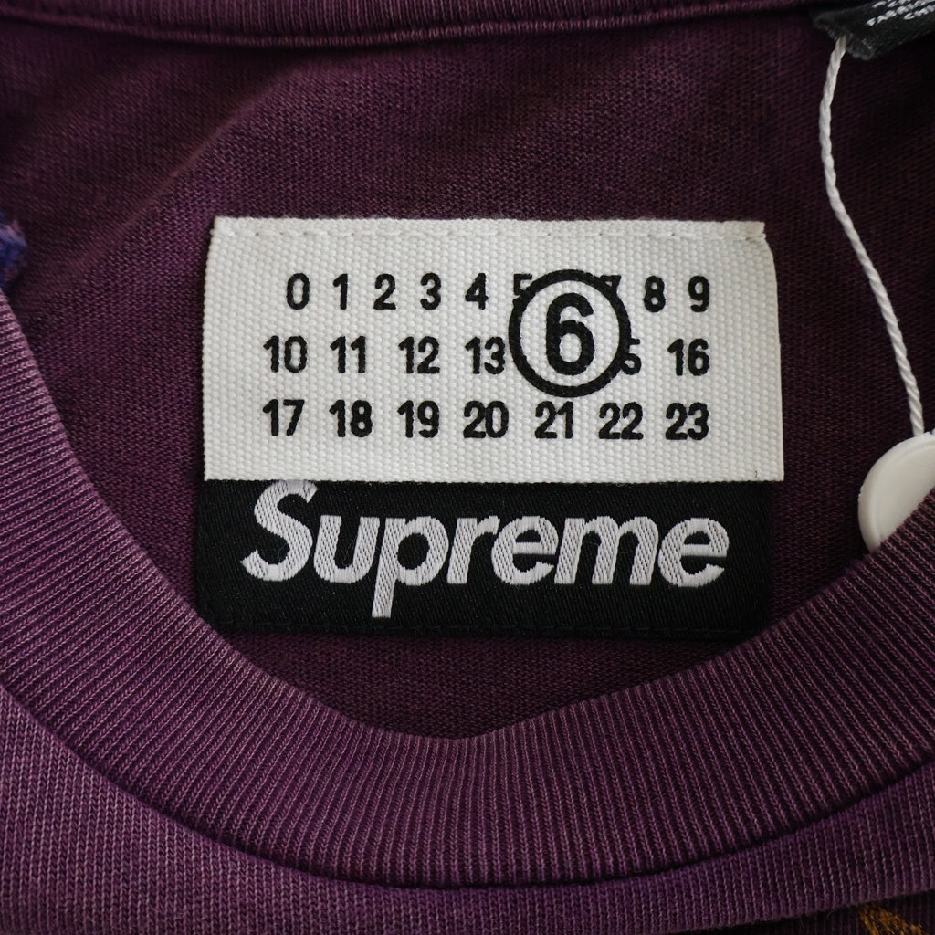 SUPREME(シュプリーム) 26SS ×MM6 Spit S/S Tee メゾンマルジェラ6 スピット クルーネック 半袖Tシャツ ネイビー/パープル