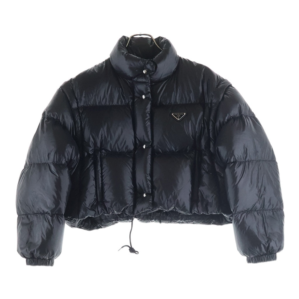 PRADA(プラダ) 24AW 三角ロゴプレート コンバーチブル クロップド ダウンジャケット ブラック レディース 291805 S222