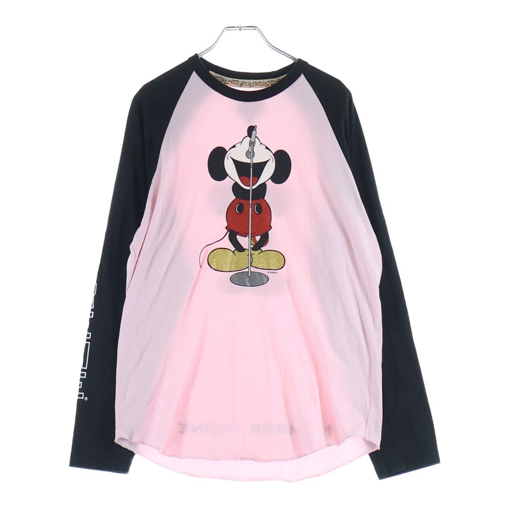 SUPREME(シュプリーム) 25AW × Number Nine ミッキーフロントラメプリント クルーネック 長袖Tシャツ ピンク/ブラック