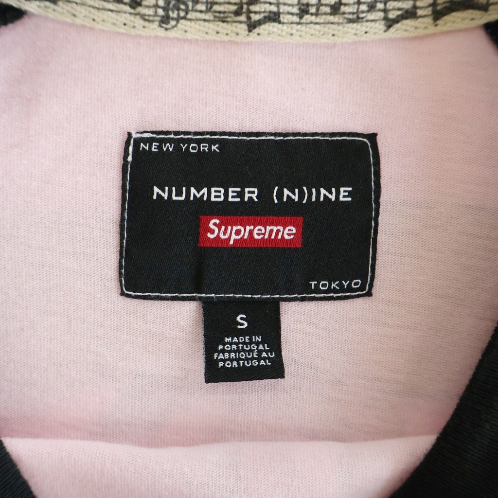SUPREME(シュプリーム) 25AW × Number Nine ミッキーフロントラメプリント クルーネック 長袖Tシャツ ピンク/ブラック