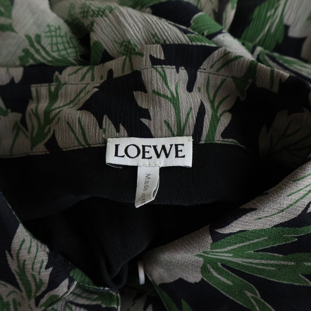 LOEWE(ロエベ) フラワー総柄 レイヤード シルク 長袖シャツ グリーン S540Y05XBJ レディース