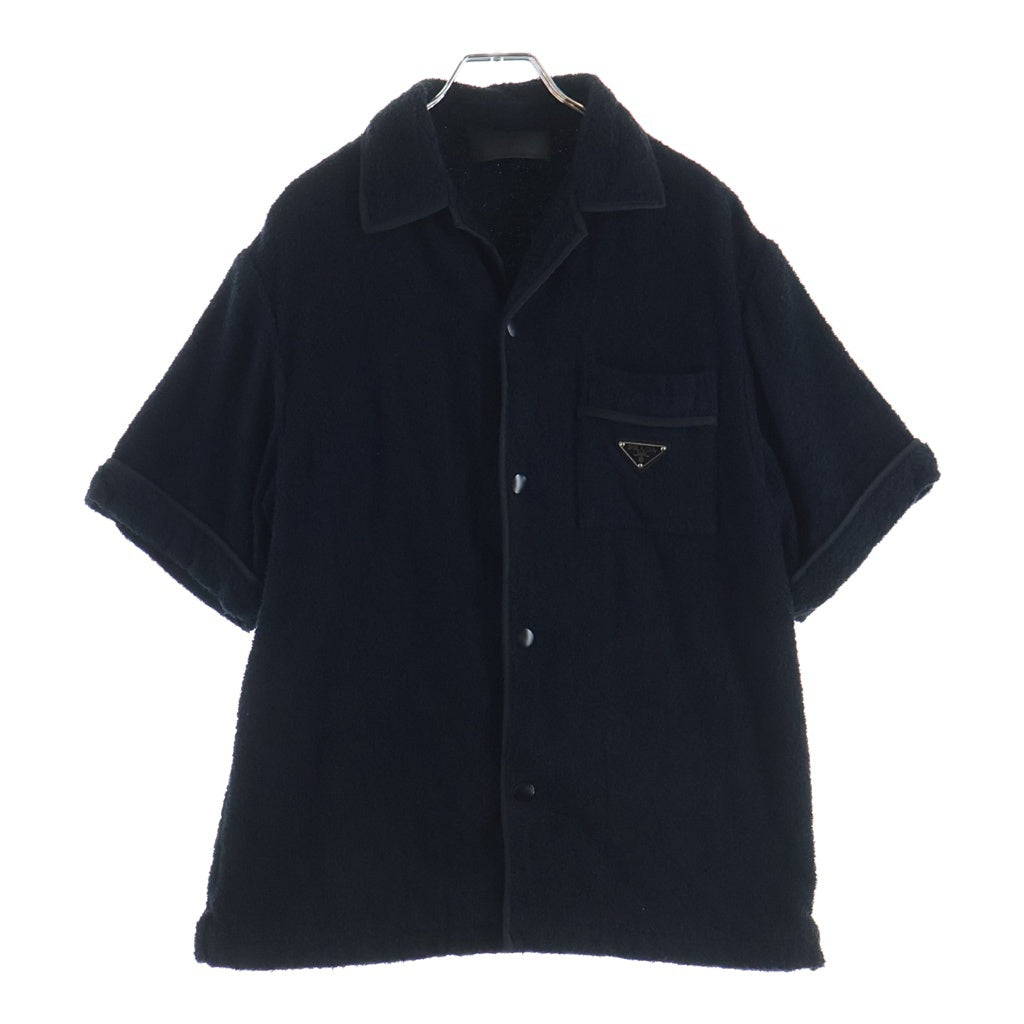PRADA(プラダ) Terry Bowling Shirt トライアングルロゴ テリー ボウリング シャツ ブラック SC559 S212 1ZR3