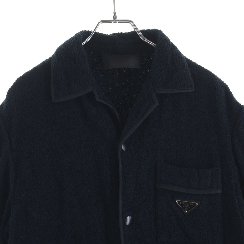PRADA(プラダ) Terry Bowling Shirt トライアングルロゴ テリー ボウリング シャツ ブラック SC559 S212 1ZR3
