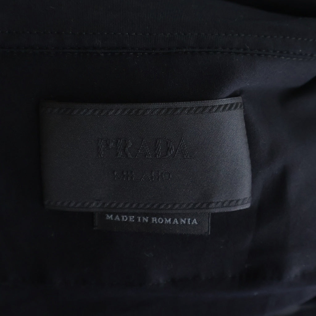 PRADA(プラダ) Stretch Cotton Polo Shirt トライアングルロゴ ストレッチ コットン リナイロン切替 ポロシャツ ブラック UJN703 S211 1YED