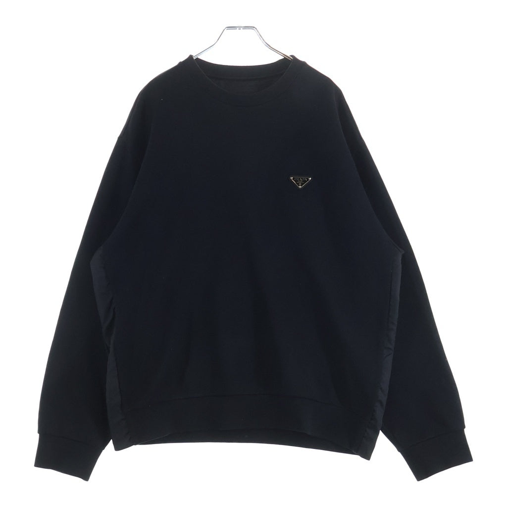 PRADA(プラダ) 22AW RE-NYLON トライアングルロゴ スウェットクルーネックカットソー ブラック UJL30A S222 110Q