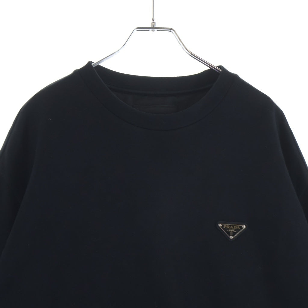PRADA(プラダ) 22AW RE-NYLON トライアングルロゴ スウェットクルーネックカットソー ブラック UJL30A S222 110Q