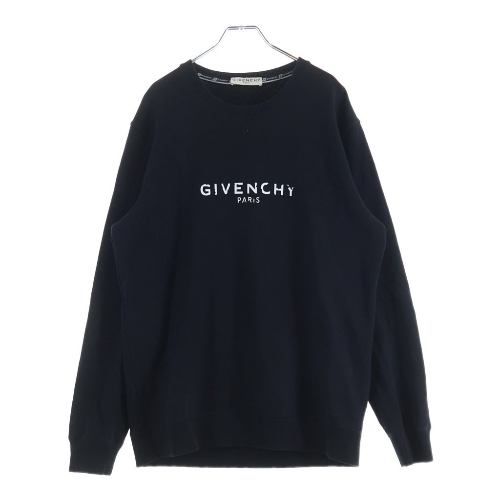 GIVENCHY(ジバンシィ) ヴィンテージロゴプリント クルーネック 長袖スウェット トレーナー ブラック BM700U30AF