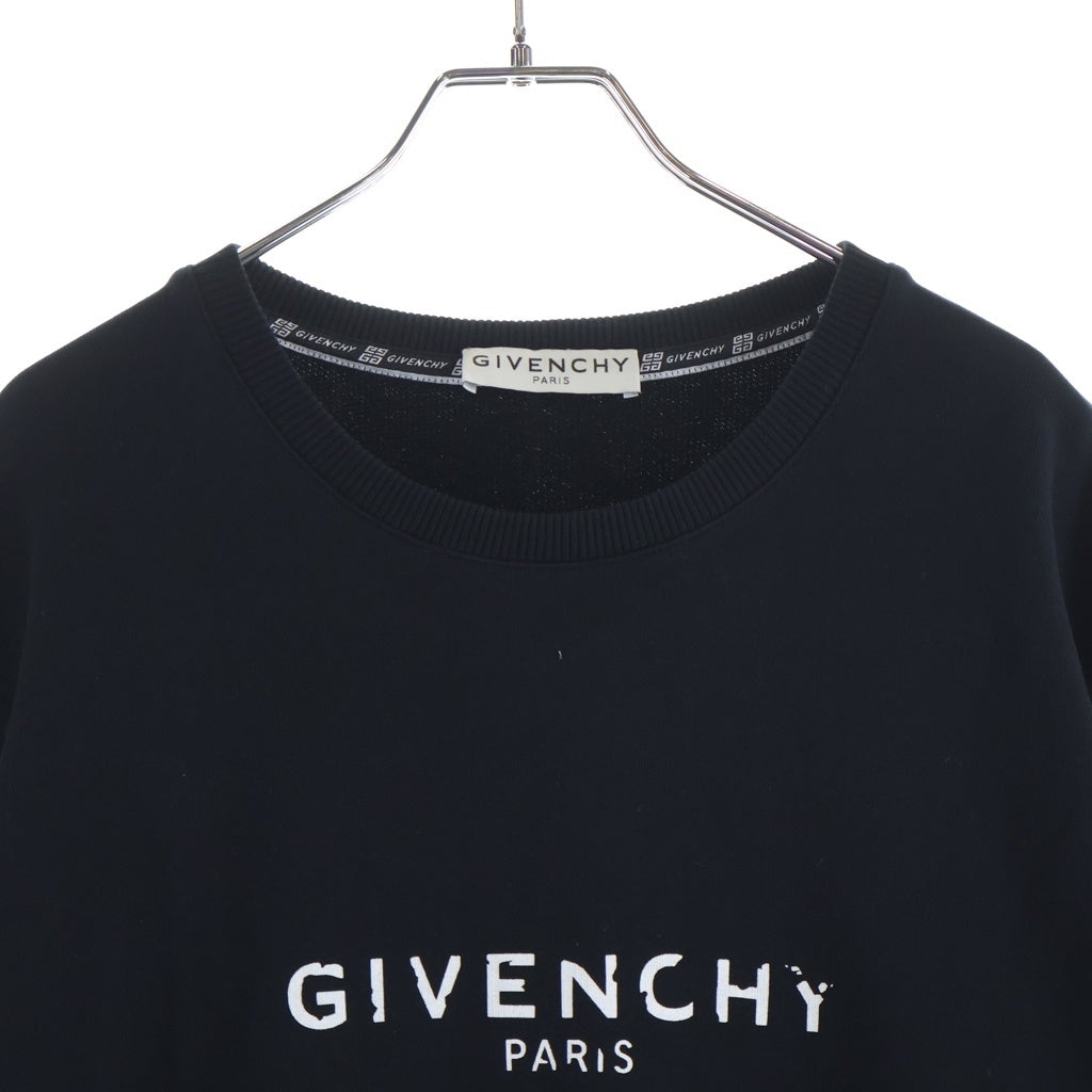 GIVENCHY(ジバンシィ) ヴィンテージロゴプリント クルーネック 長袖スウェット トレーナー ブラック BM700U30AF