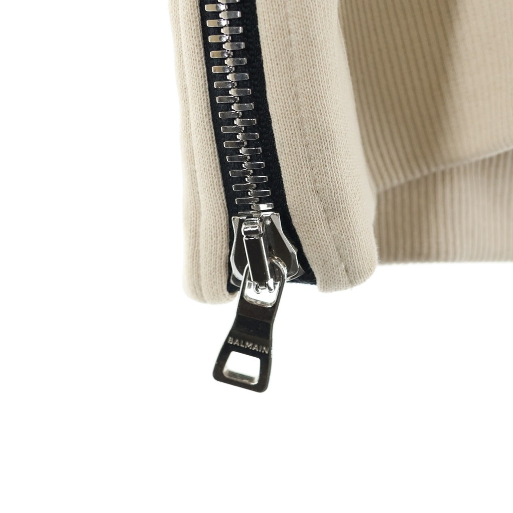 BALMAIN(バルマン) サイドジップ バックロゴプリント ジップアップパーカー ベージュ JR010B115