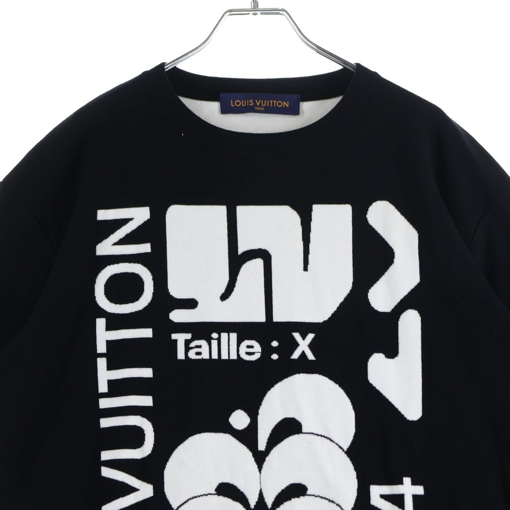 LOUIS VUITTON(ルイヴィトン) 20SS グラフィックロゴ 半袖ニットTシャツ クルーネックカットソー ブラック/ホワイト RM201 TZB HIN96W