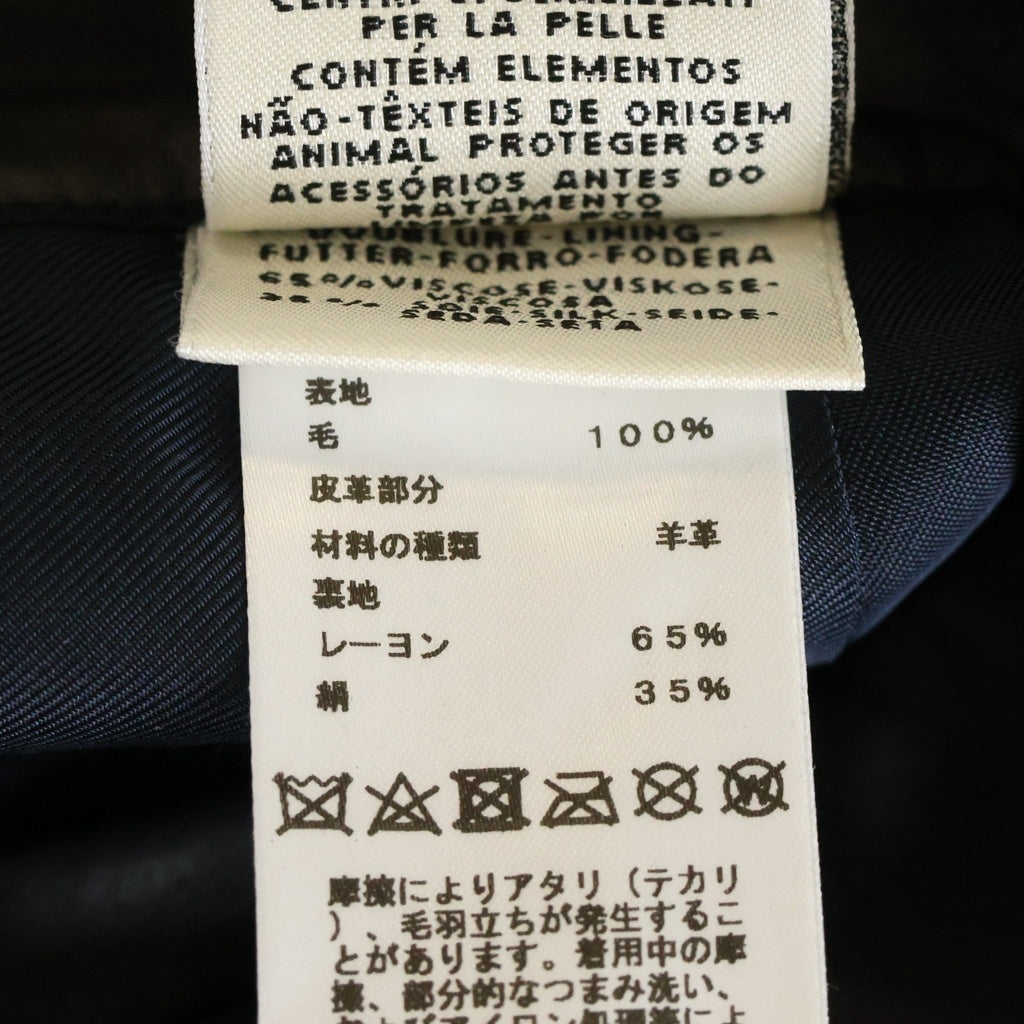 HERMES(エルメス) ウエストレザー切り替え シルクスカート レディース ブラック