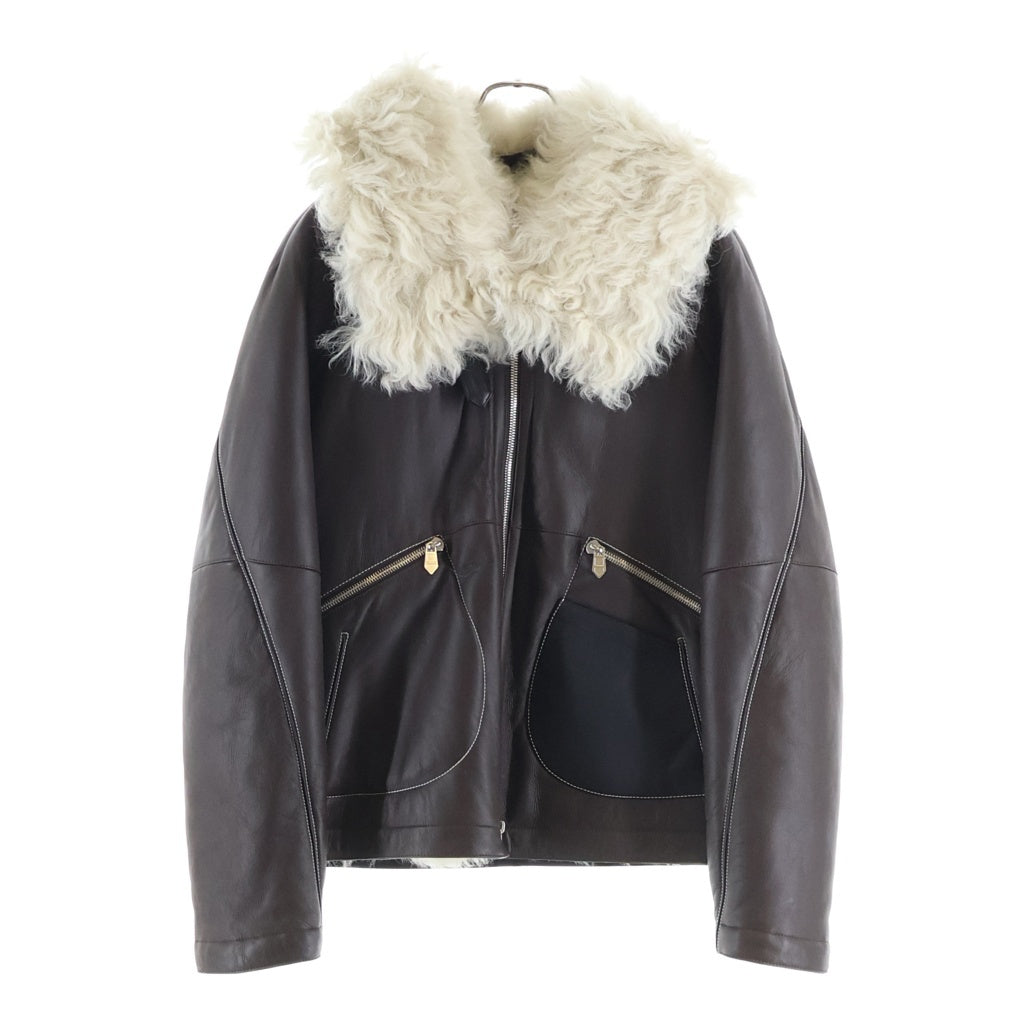 HERMES(エルメス) 22AW シープスキン 裏地ファー カーフスキンジャケット ブラウン