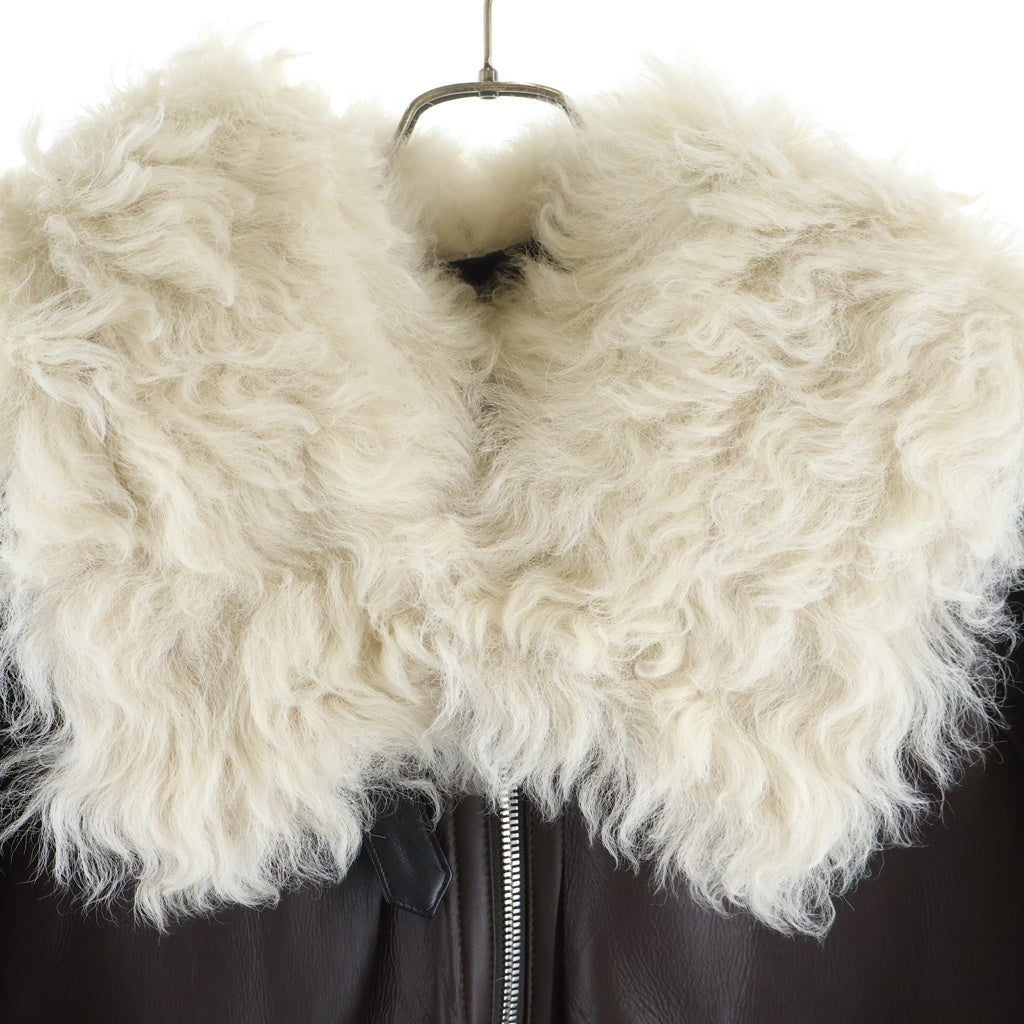 HERMES(エルメス) 22AW シープスキン 裏地ファー カーフスキンジャケット ブラウン