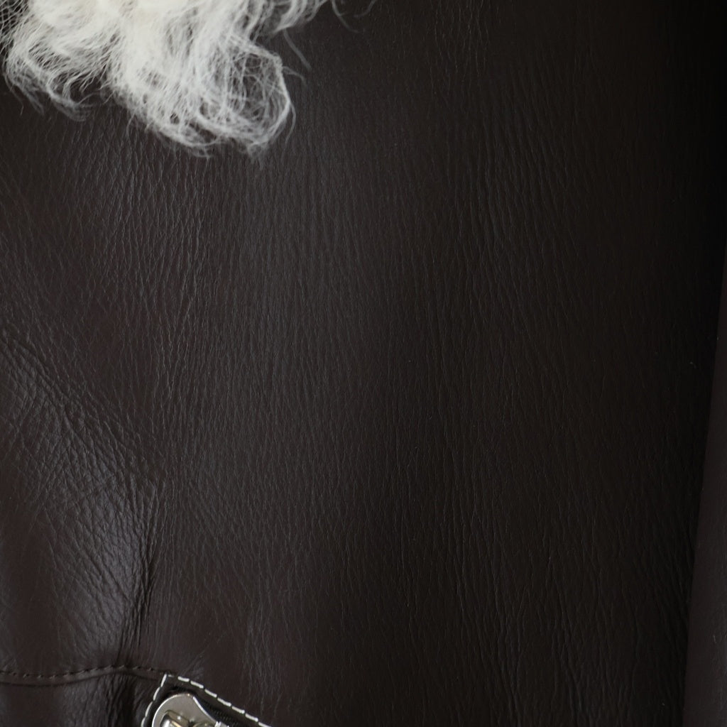 HERMES(エルメス) 22AW シープスキン 裏地ファー カーフスキンジャケット ブラウン