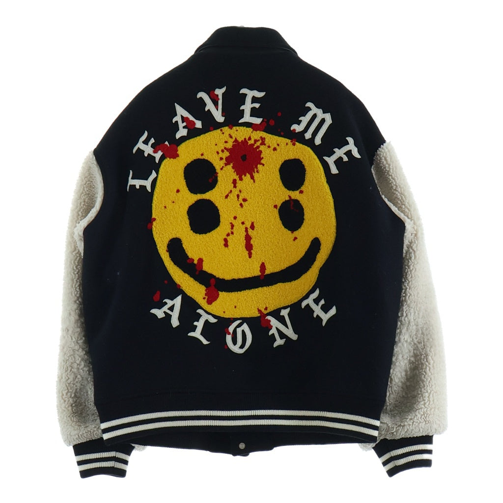 SAINT MICHAEL(セントマイケル) CP_VARSITY JAT スマイル刺繍スタジアムジャケット ブラック SM-YS1-0000-C08