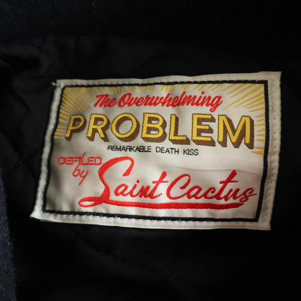 SAINT MICHAEL(セントマイケル) CP_VARSITY JAT スマイル刺繍スタジアムジャケット ブラック SM-YS1-0000-C08