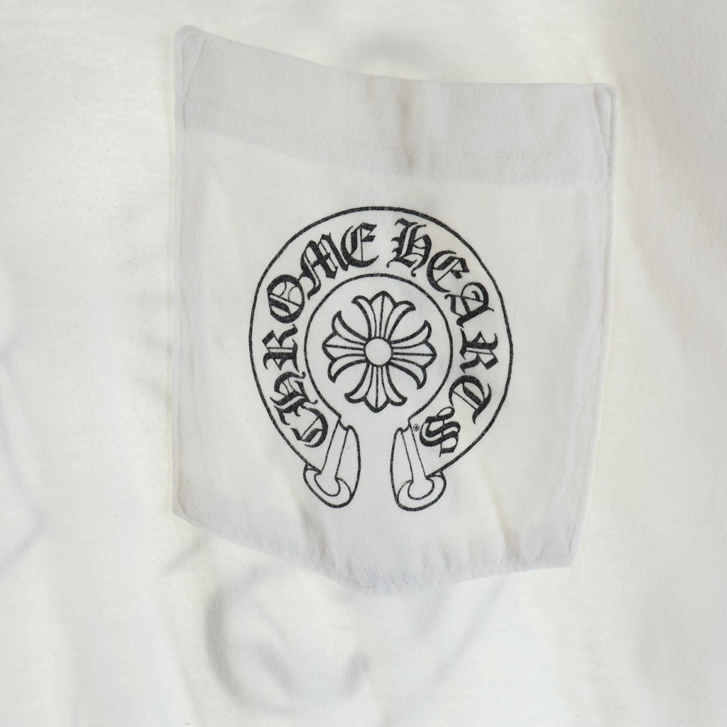 CHROME HEARTS(クロムハーツ) CH T-SHIRT バックホースシュープリント 半袖 クルーネック カットソー Tシャツ ホワイト