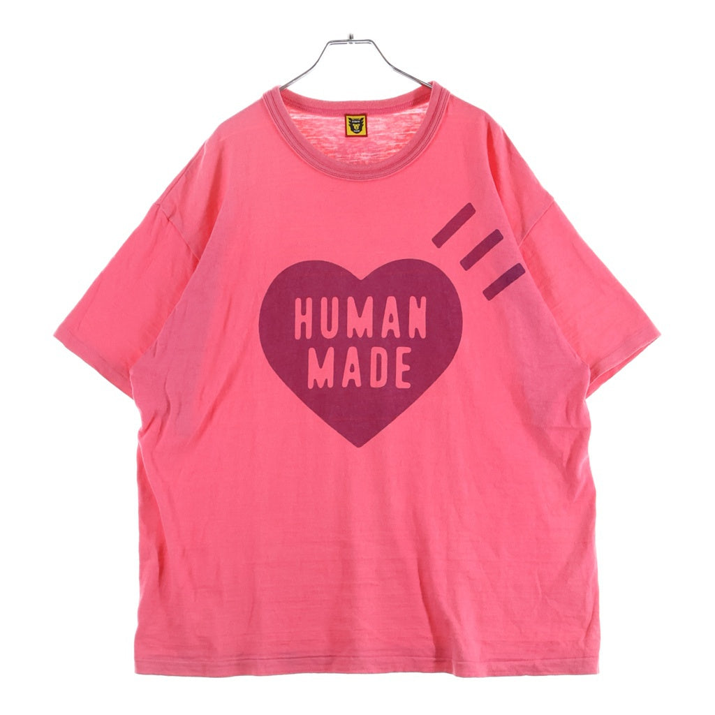 HUMAN MADE(ヒューマンメイド) ハートロゴ フロントプリント 半袖 クルーネック Tシャツ カットソー ピンク