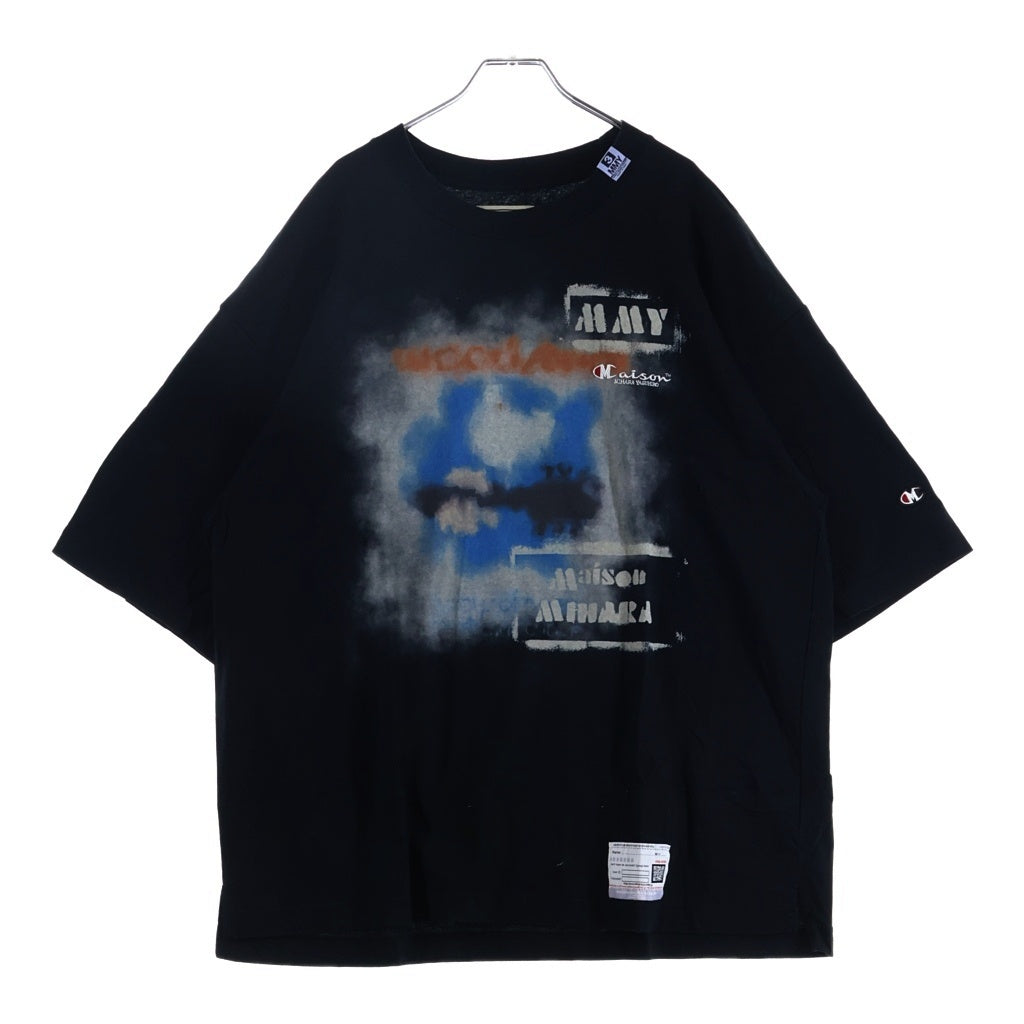MAISON MIHARAYASUHIRO(メゾンミハラヤスヒロ) グラフィック 両面プリント 半袖 クルーネック カットソー Tシャツ ブラック A10TS712