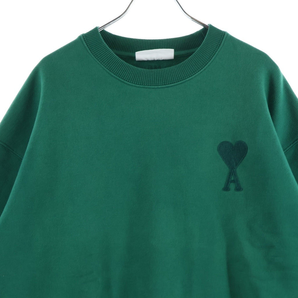 AMI Alexandre Mattiussi(アミアレクサンドルマテュッシ) ハートロゴ刺繍 長袖 クルーネック スウェット トレーナー グリーン