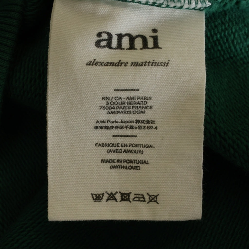 AMI Alexandre Mattiussi(アミアレクサンドルマテュッシ) ハートロゴ刺繍 長袖 クルーネック スウェット トレーナー グリーン