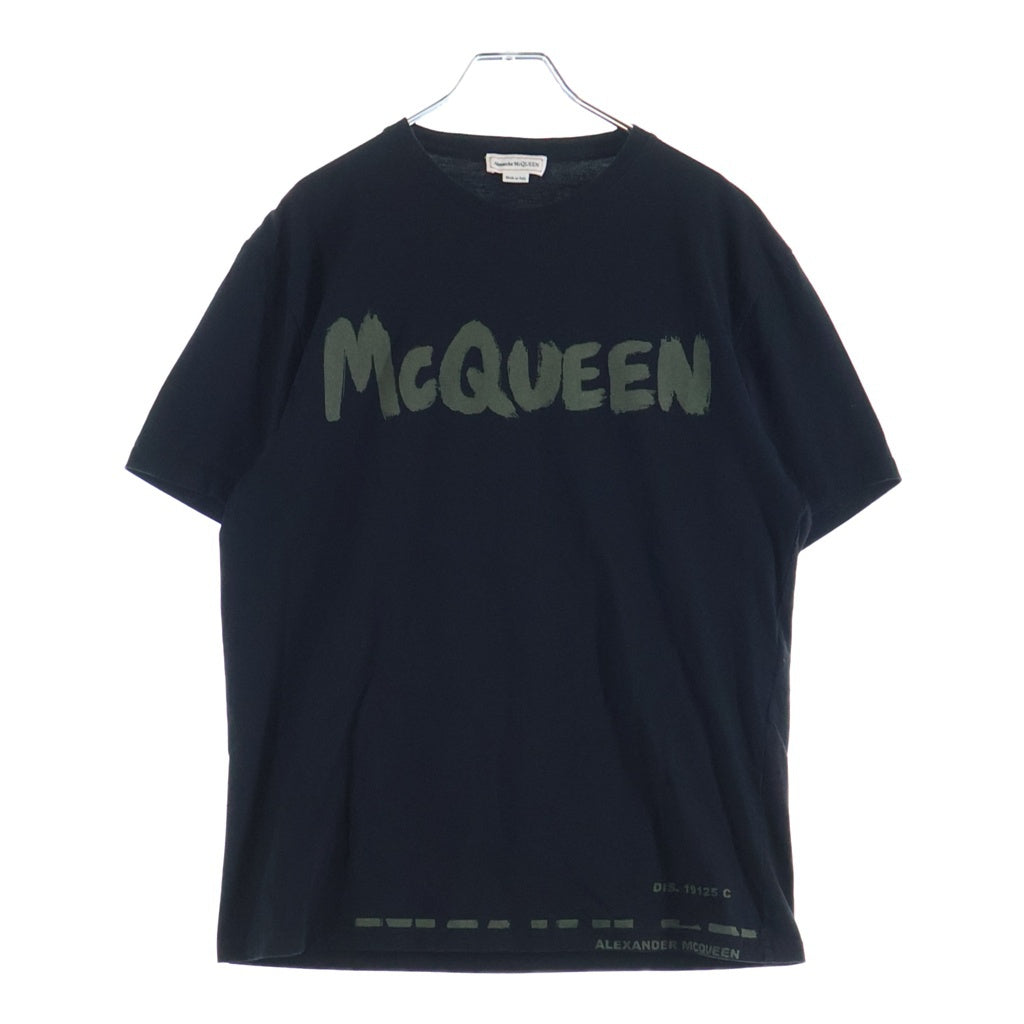 Alexander McQueen(アレキサンダーマックイーン) グラフィチィロゴプリント クルーネック 半袖Tシャツ ブラック 622104 QTAAC