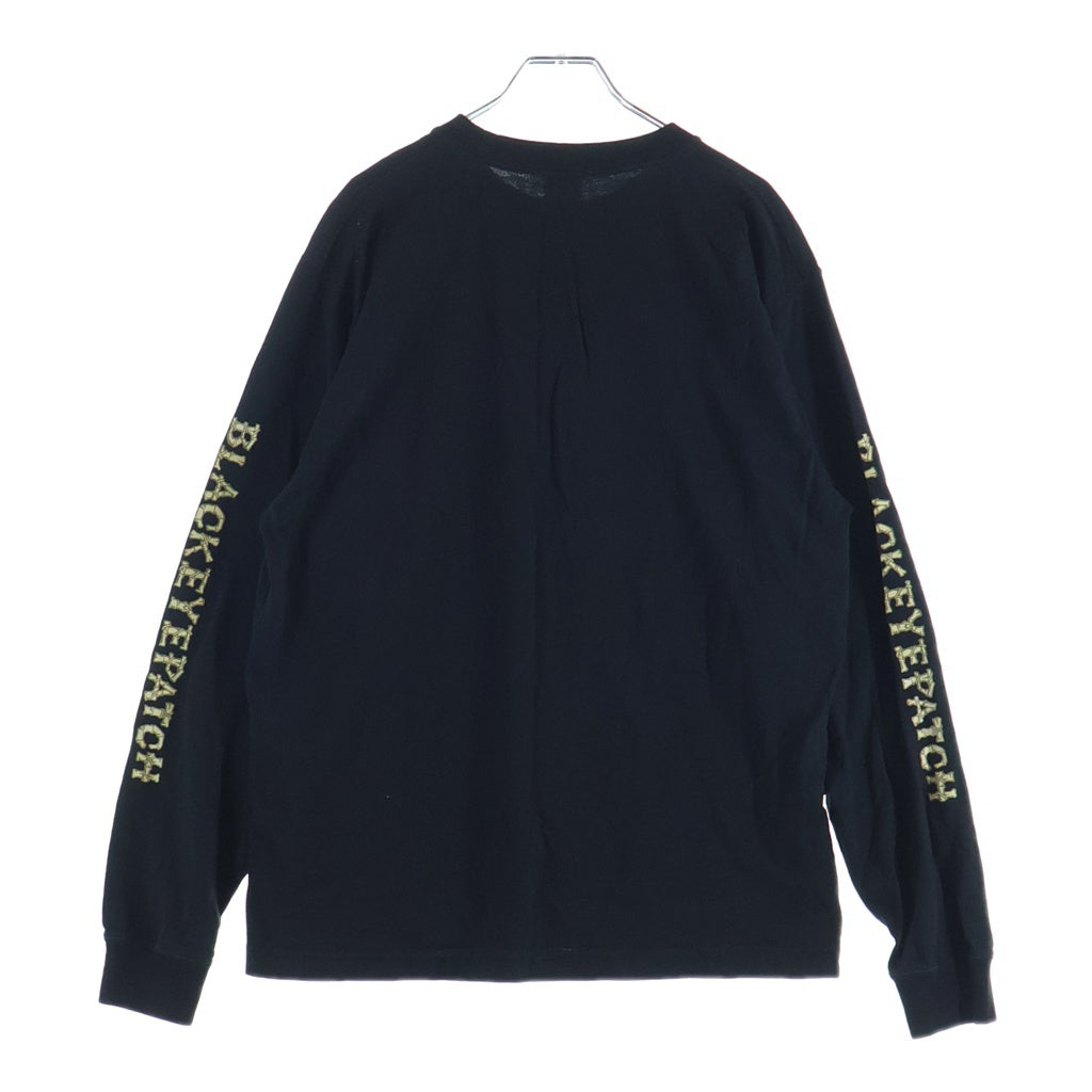THE BLACK EYE PATCH(ブラックアイパッチ) Og Bamboo L/S Tee フロントロゴ バンブー プリント クルーネック 長袖Tシャツ ブラック