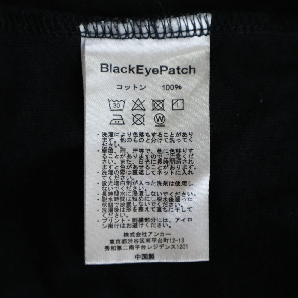 THE BLACK EYE PATCH(ブラックアイパッチ) Og Bamboo L/S Tee フロントロゴ バンブー プリント クルーネック 長袖Tシャツ ブラック