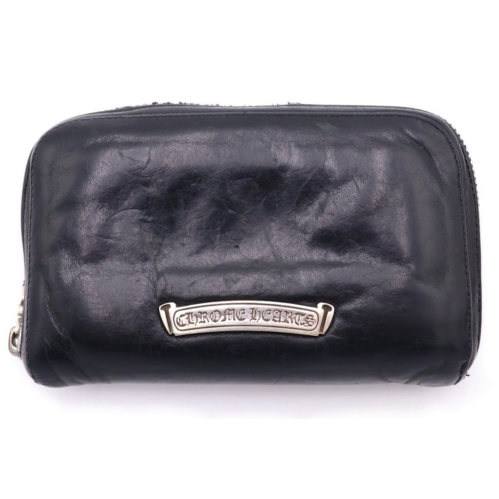 CHROME HEARTS(クロムハーツ) REC F ZIP MINI ミニラウンドジップレザー財布 ブラック