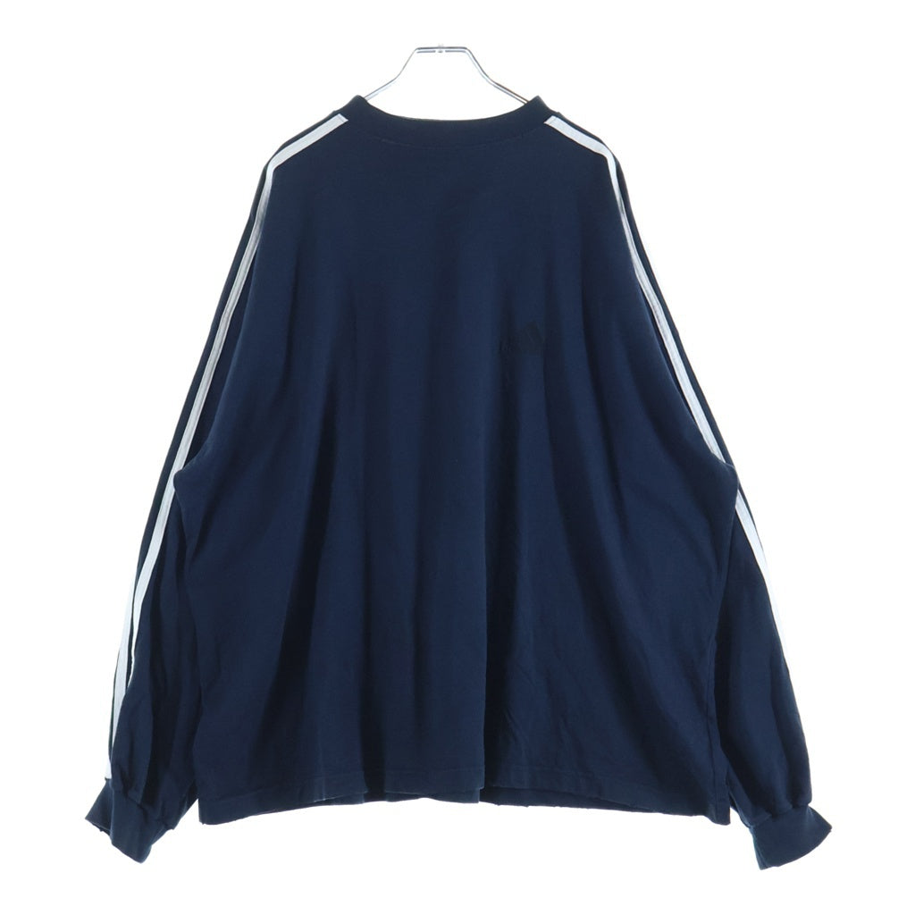 BALENCIAGA(バレンシアガ) 22AW ×adidas ロゴ刺繍 サイドライン 長袖 クルーネック カットソー ネイビー