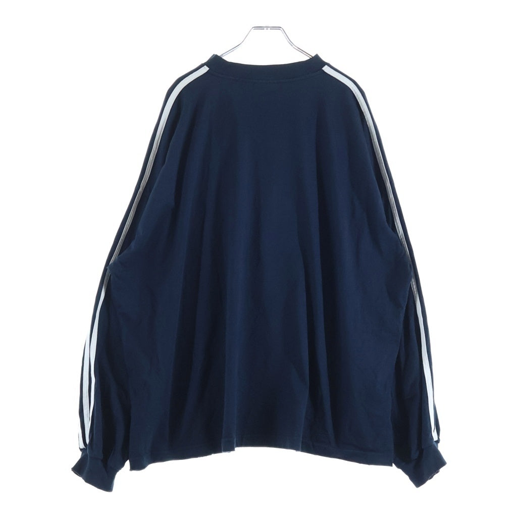 BALENCIAGA(バレンシアガ) 22AW ×adidas ロゴ刺繍 サイドライン 長袖 クルーネック カットソー ネイビー