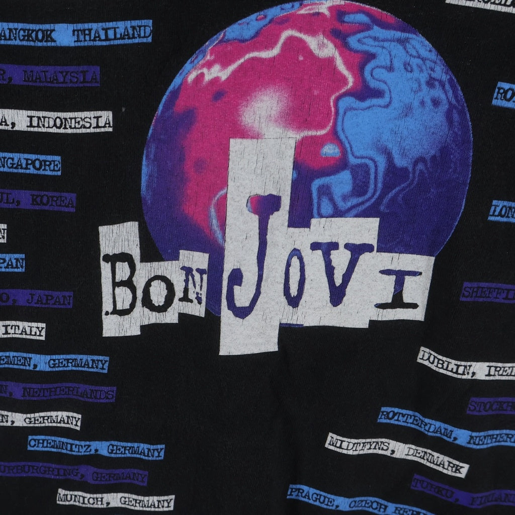VINTAGE(ヴィンテージ) 90s VINTAGE BON JOVI WORLD TOUR BROCKUM S/S TEE ボンジョビ ワールドツアー ブロッカムタグ 両面プリント クルーネック 半袖Tシャツ ブラック