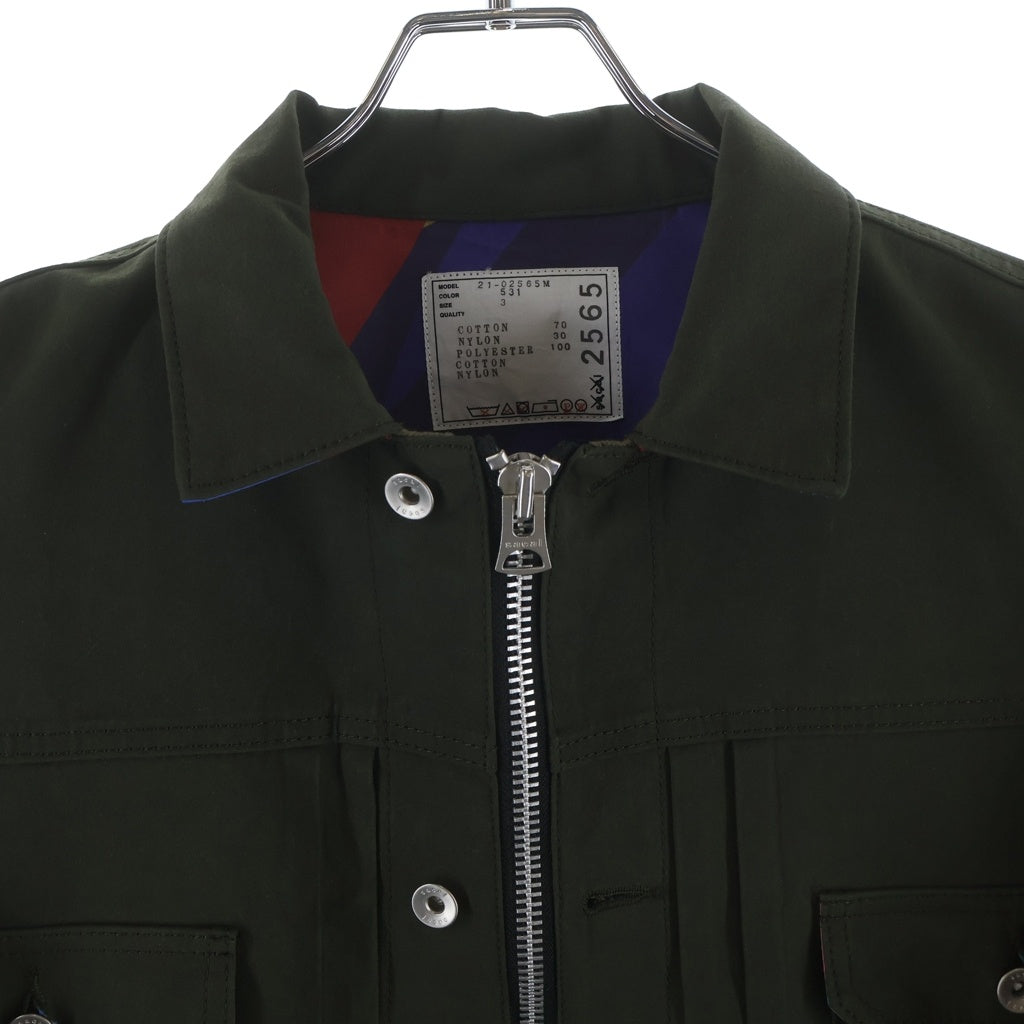 Sacai(サカイ) 21AW ×KAWS サイドジップ ボンディングトラッカージャケット カーキ 21-02565M