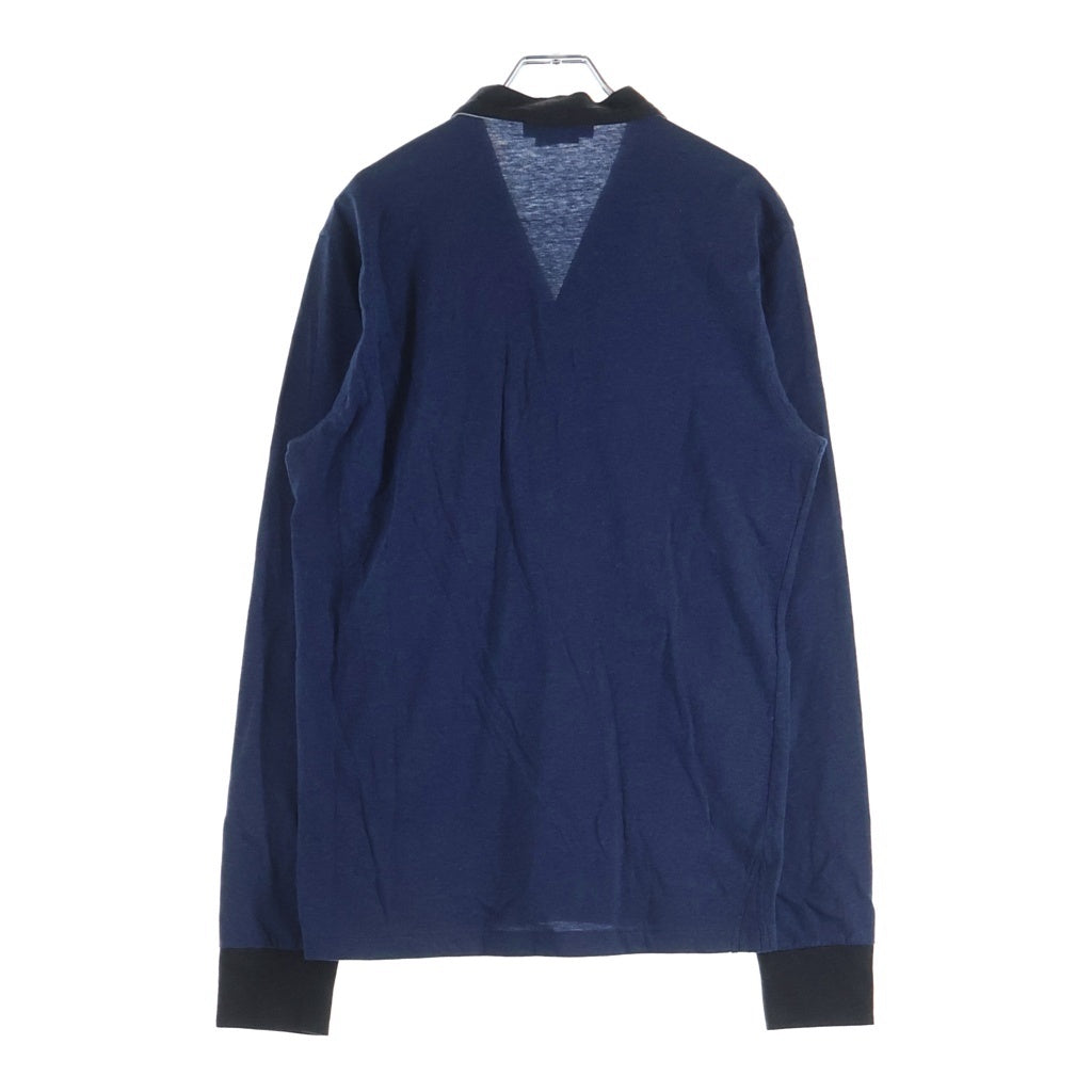 Alexander McQueen(アレキサンダーマックイーン) コットン Vネック ハーフボタン 長袖シャツ ネイビー 205156 QS581 1113