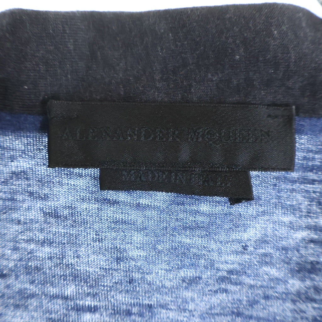 Alexander McQueen(アレキサンダーマックイーン) コットン Vネック ハーフボタン 長袖シャツ ネイビー 205156 QS581 1113
