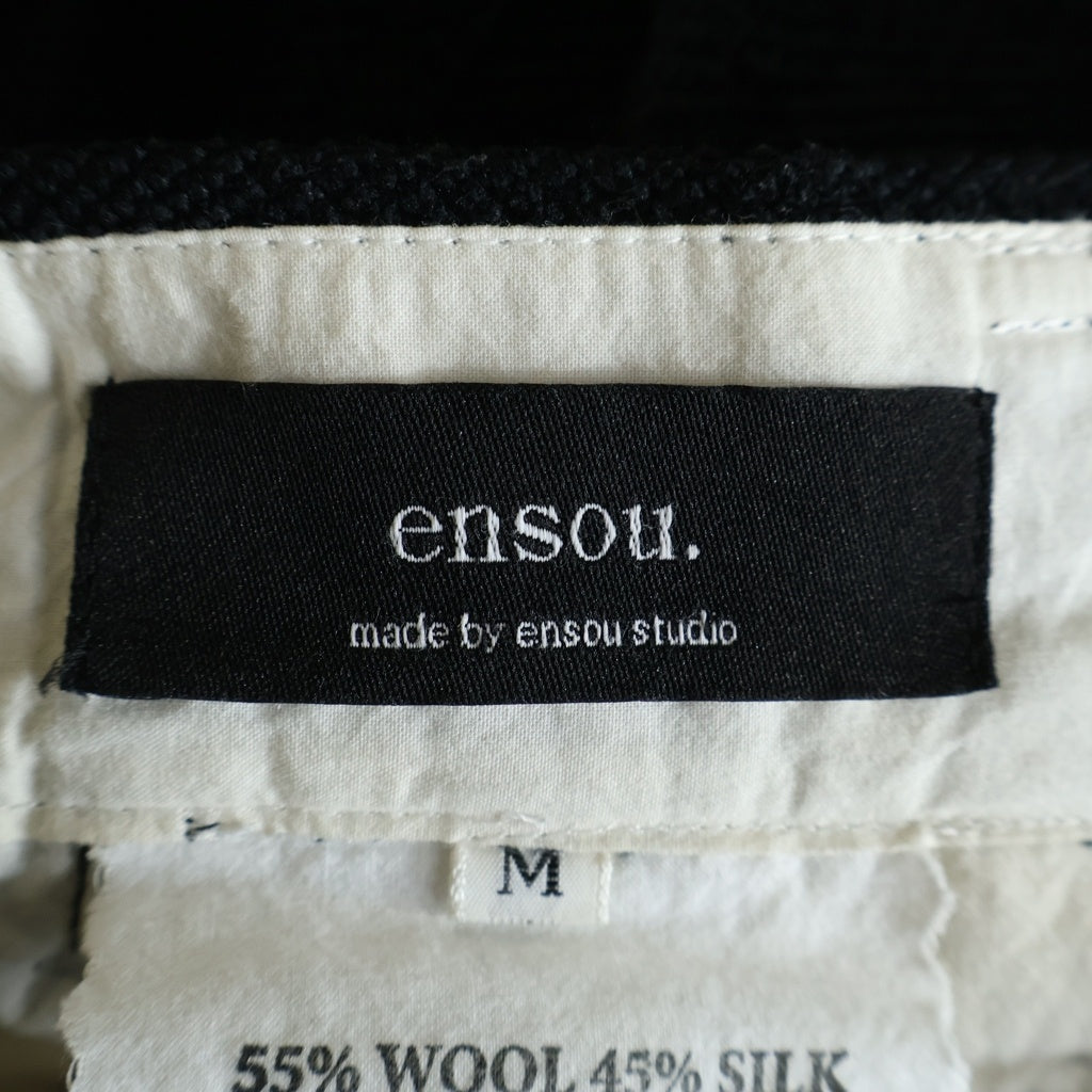 ensou.(エンソウ) ベルベット シルク混ウールワンタック パンツ ボトム ブラック