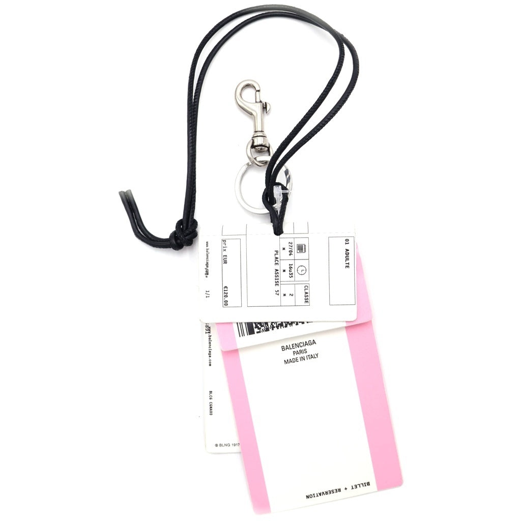BALENCIAGA(バレンシアガ) トレインチケット ホルダー チャーム ホワイト/ピンク 376047 376047 レディース