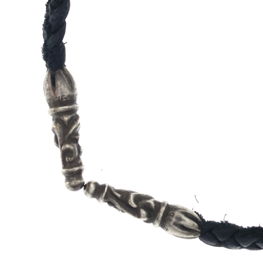 CHROME HEARTS(クロムハーツ) LEATHER BRAID スクロールレザーブレード シルバーネックレス ‐