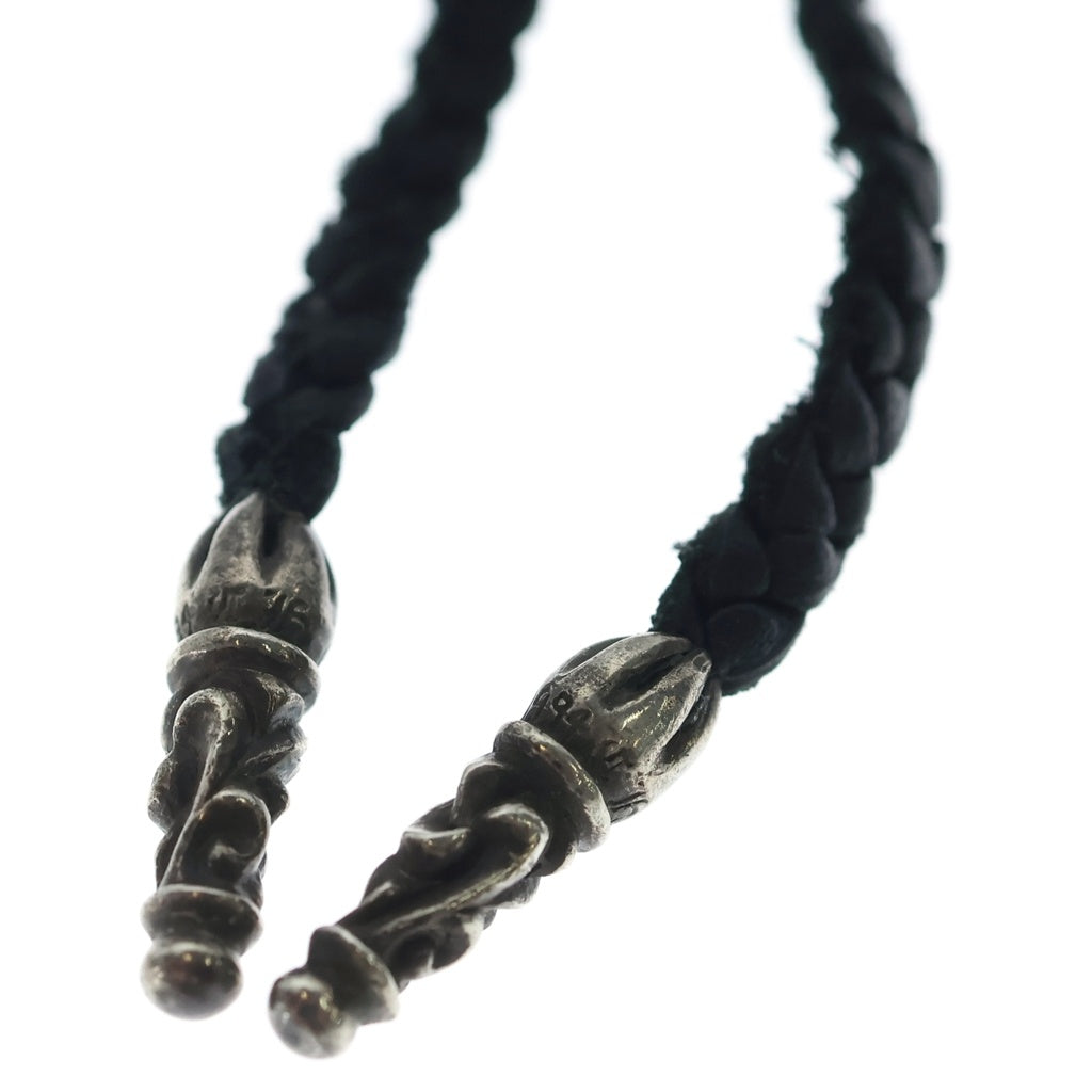CHROME HEARTS(クロムハーツ) LEATHER BRAID スクロールレザーブレード シルバーネックレス ‐