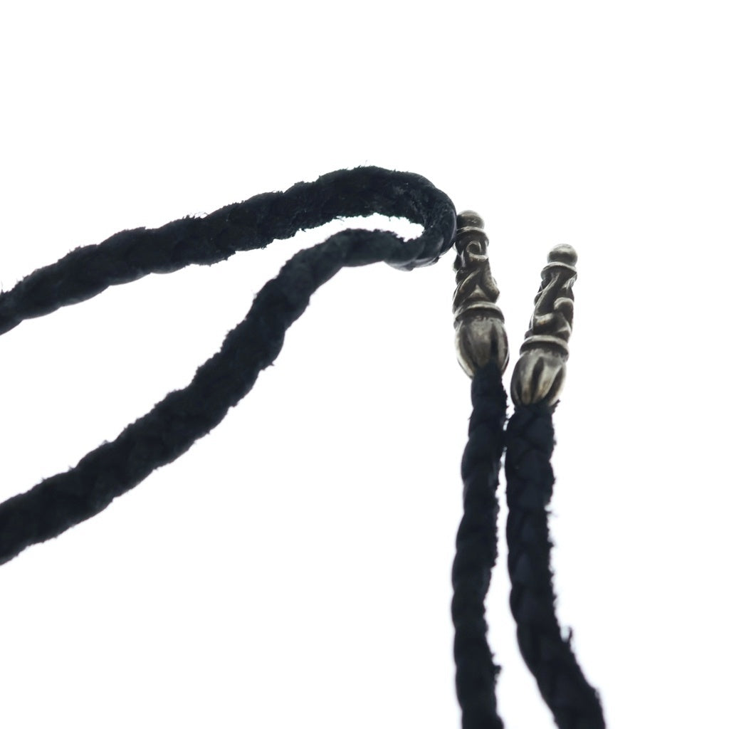 CHROME HEARTS(クロムハーツ) LEATHER BRAID スクロールレザーブレード シルバーネックレス ‐