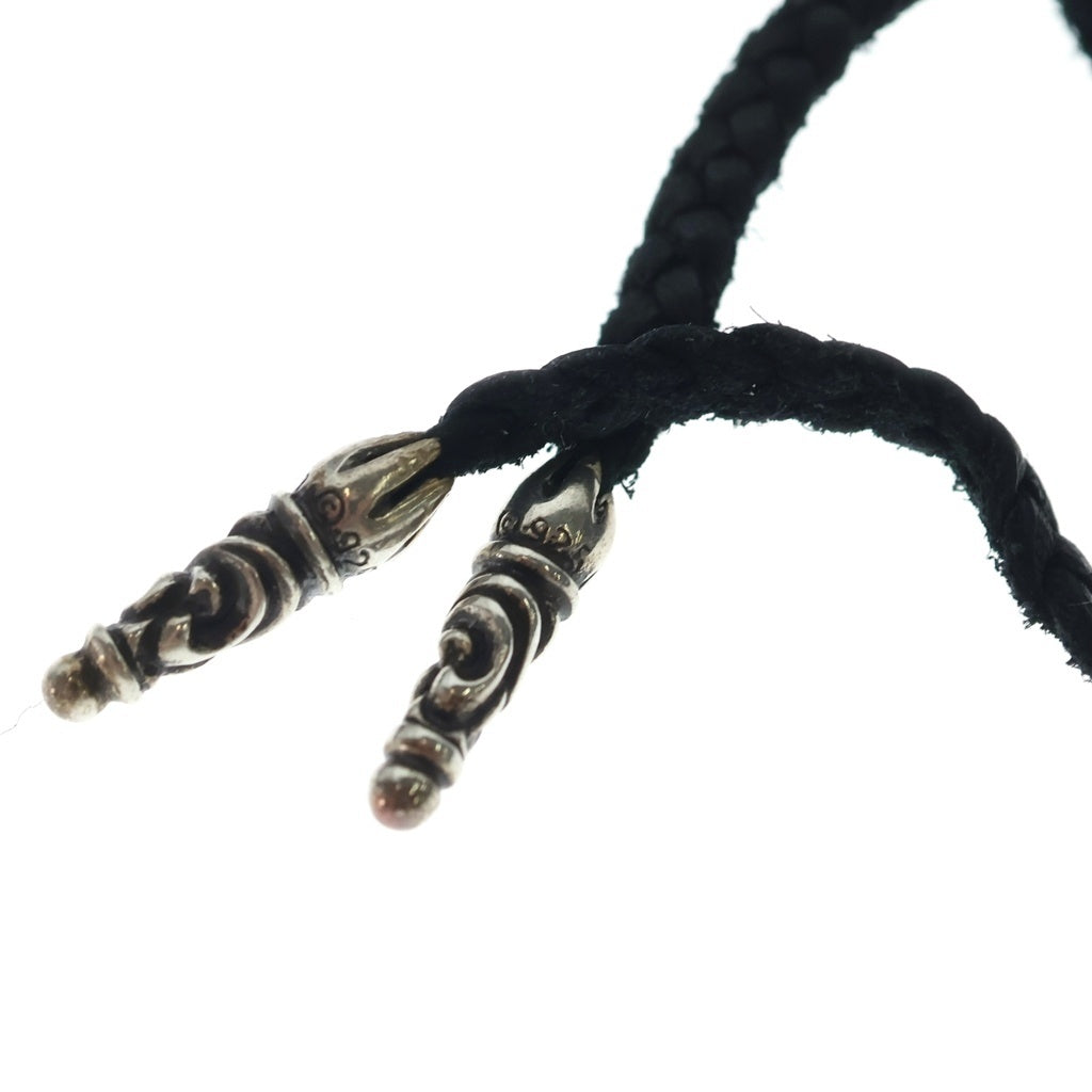 CHROME HEARTS(クロムハーツ) LEATHER BRAID スクロールレザーブレード シルバーネックレス ‐