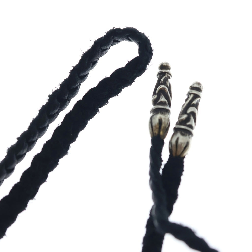 CHROME HEARTS(クロムハーツ) LEATHER BRAID スクロールレザーブレード シルバーネックレス ‐