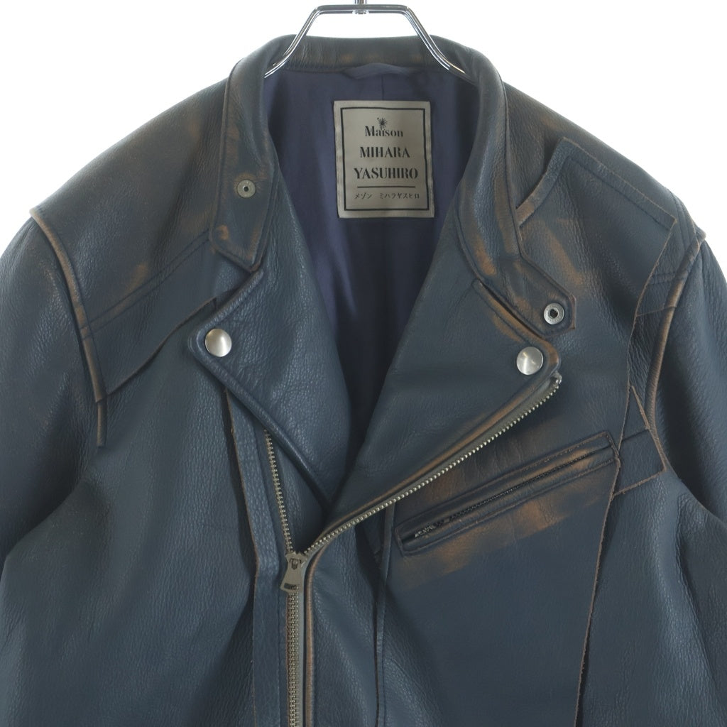 MIHARA YASUHIRO(ミハラヤスヒロ) 16AW ダブル ライダース レザージャケット ブルー 72101276