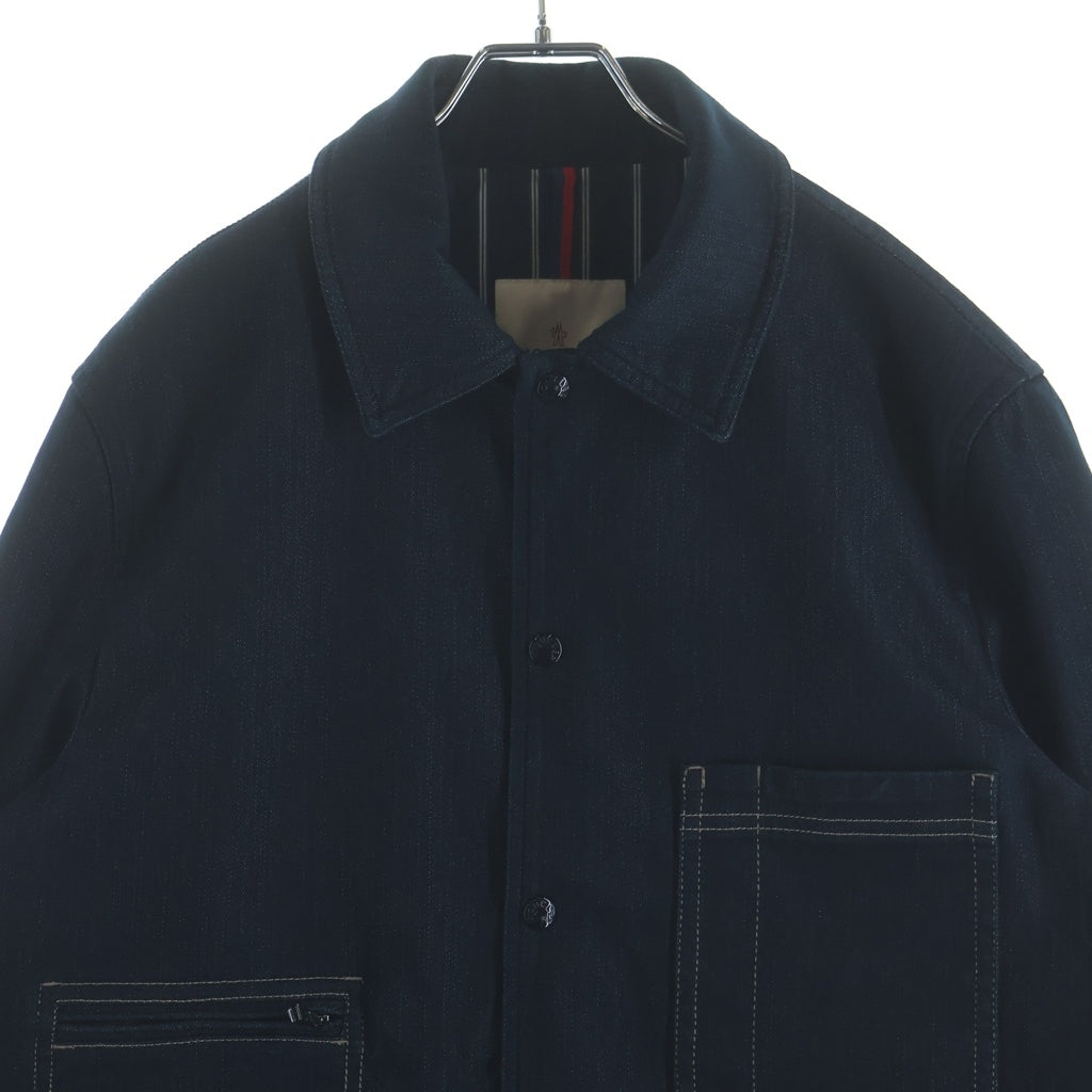 MONCLER(モンクレール) 26AW HADERU GIUBBOTTO 袖ロゴワッペン デニム カバーオール インディゴ L20911G00005 598X1