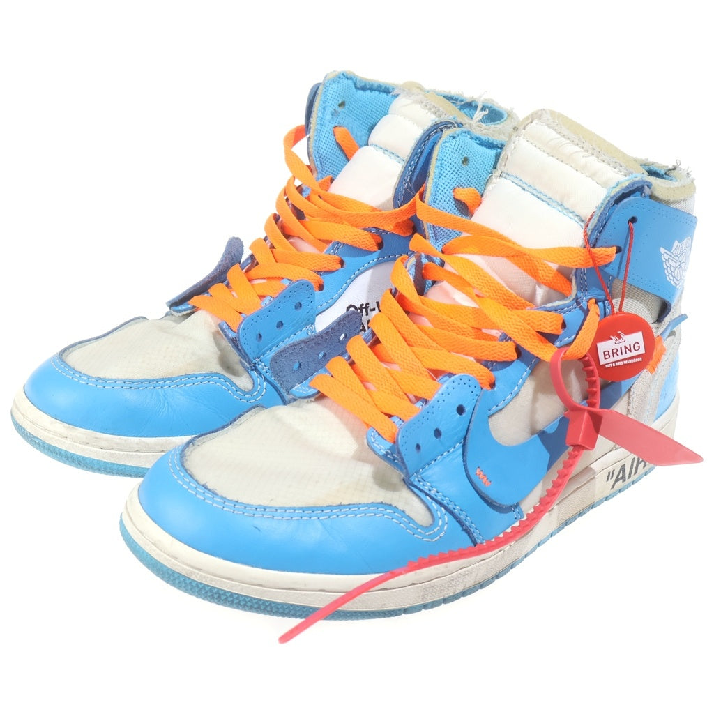NIKE(ナイキ) ×OFF-WHITE AIR JORDAN 1 POWDER BLUE UNC オフホワイト エアジョーダン1 パウダーブルー ハイカットスニーカー ホワイト/ブルー AQ0818-148 US9/27cm
